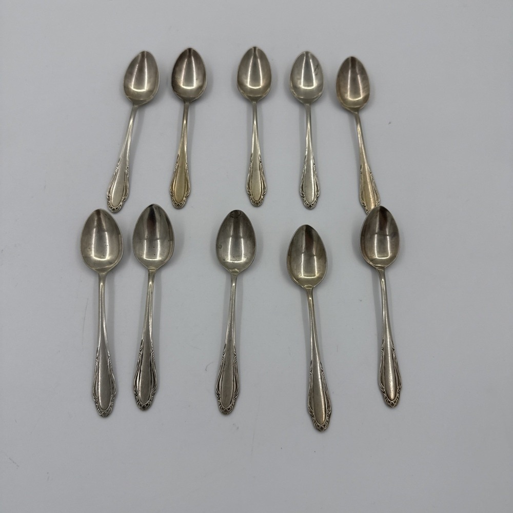 Silvia Made In Germany Vintage Silver plated Small Tea Spoons Set Of 10